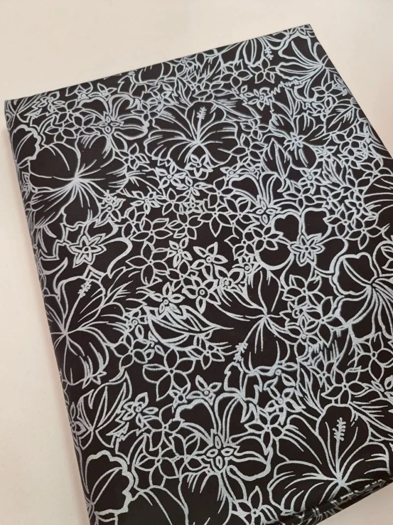 Printed Silk, Textured, Floral Print, Black Ground