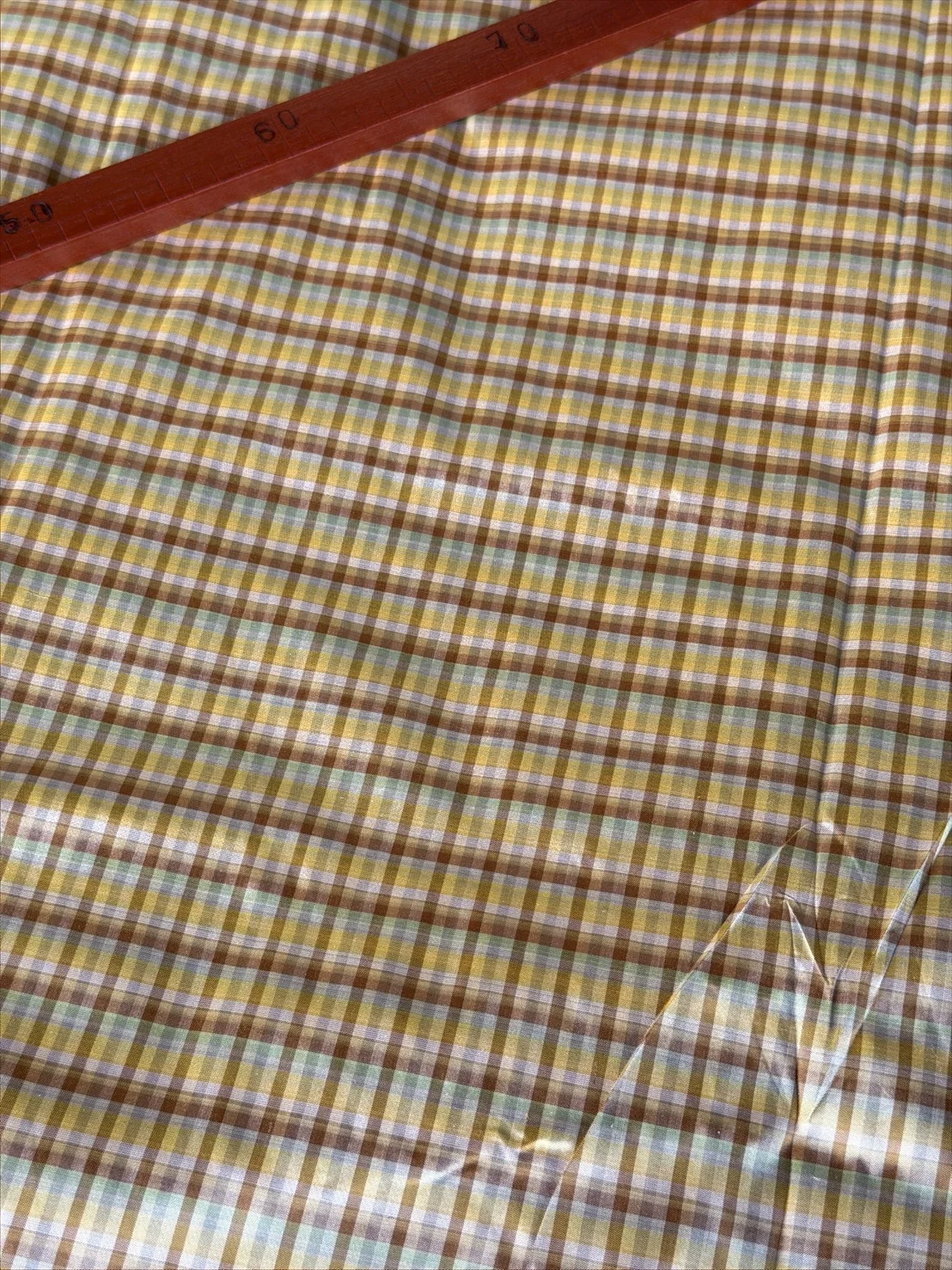 Silk Plaid, Smooth Weave, Brown, Beige and Cream Yellow