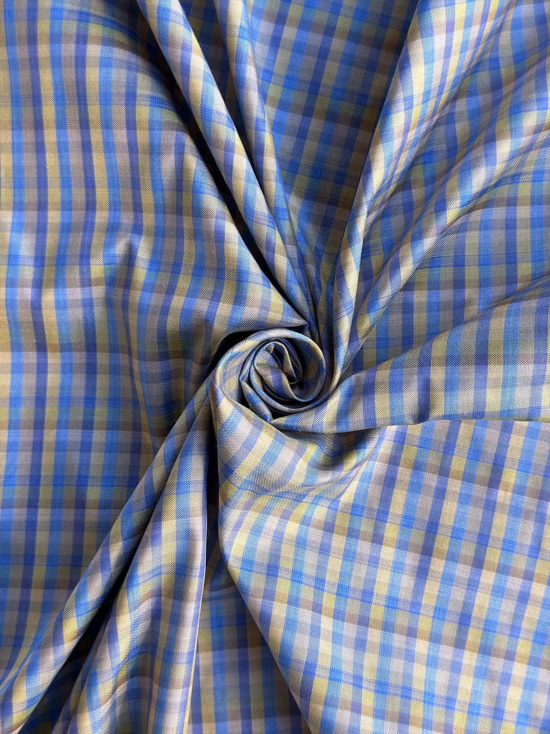 Silk Plaid, Smooth Weave, Light Blue and Blue