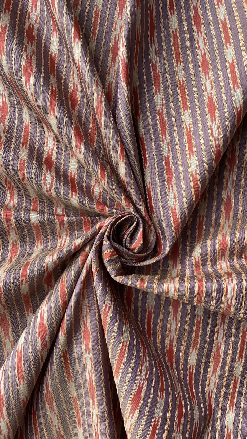 Ikat Native Silk, Luk Pu Pattern, Grey-Purple and Light Deep Plum