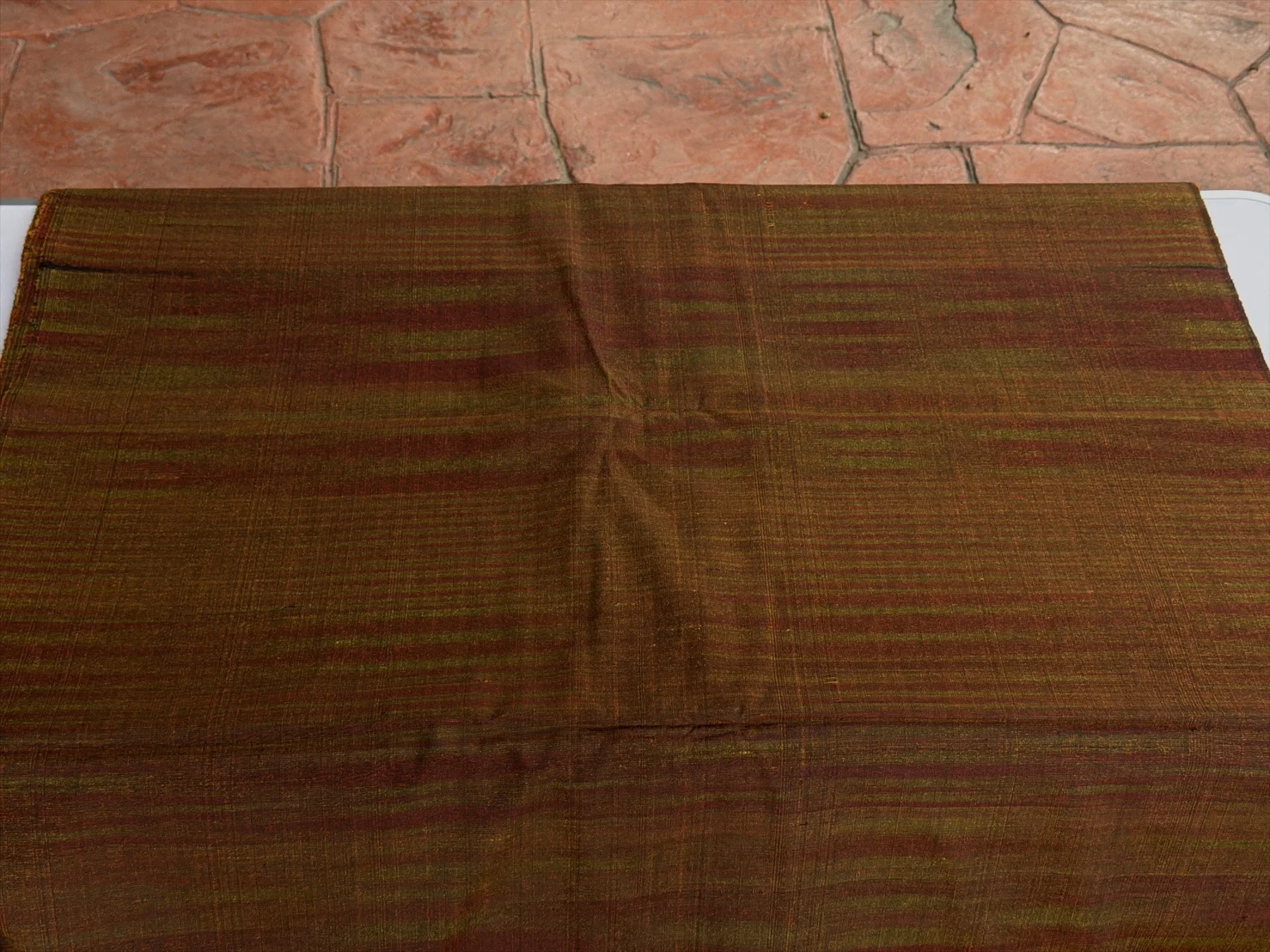 Silk, Heavy Textured, Rain Pattern, Brown, Red and Green