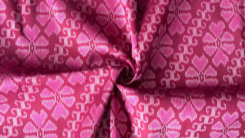 Ikat Silk, 2-Shaft, Dok Rak Pattern, Pink-Red