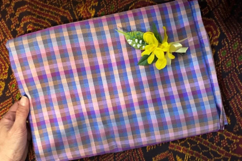 Silk Plaid, Smooth Weave, Purple and Blue
