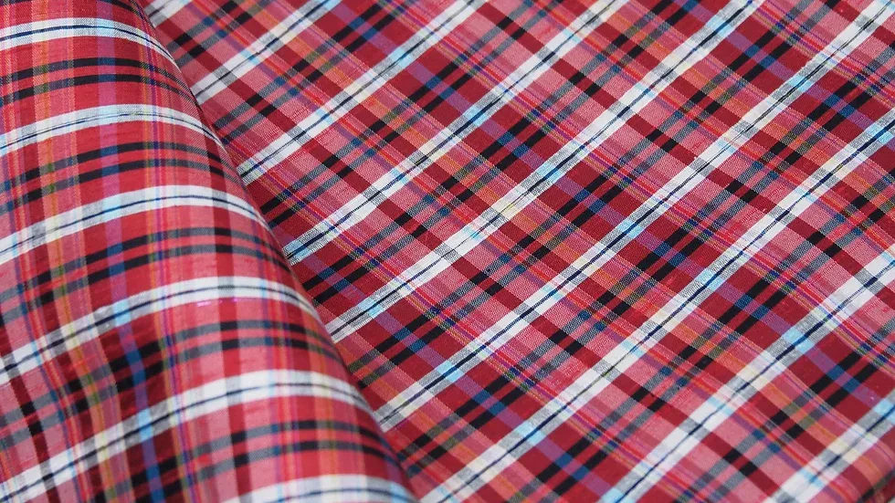Silk Plaid, Soft Textured, Red and Black