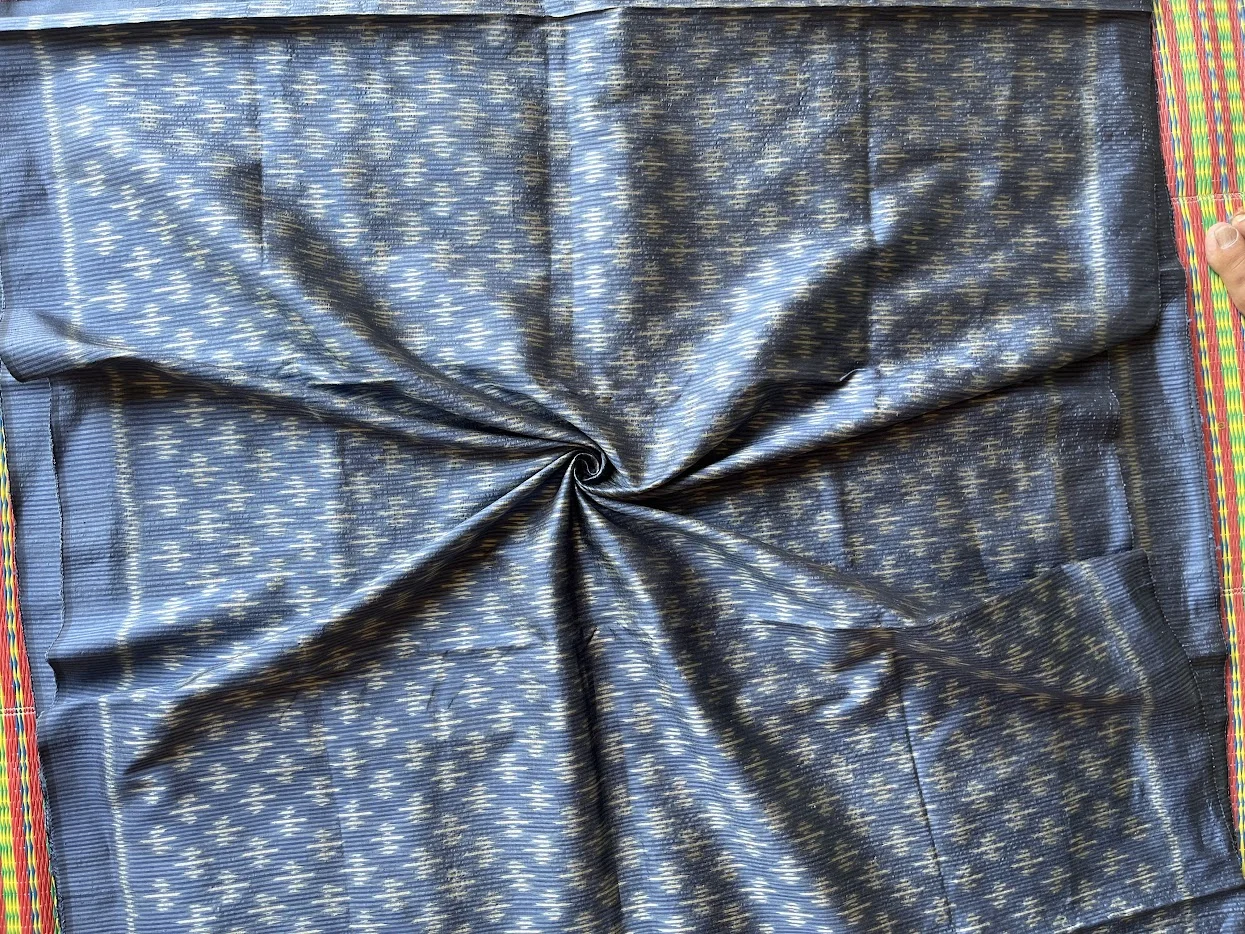 Ikat Silk, 2-Shaft, Lantern Pattern, Indigo Blue