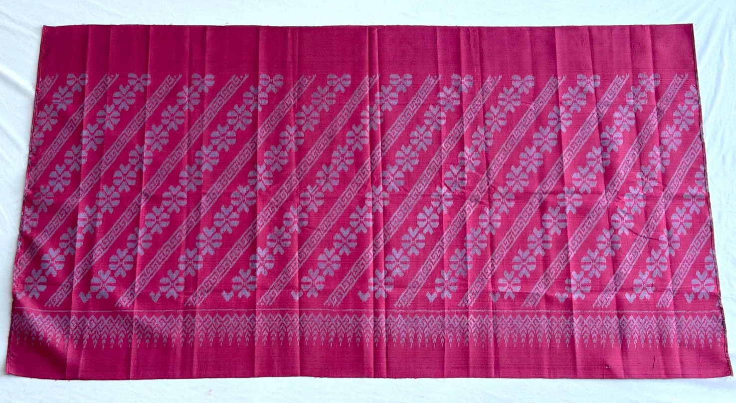 Ikat Silk, 2-Shaft, Dok Rak Pattern, Pink-Red
