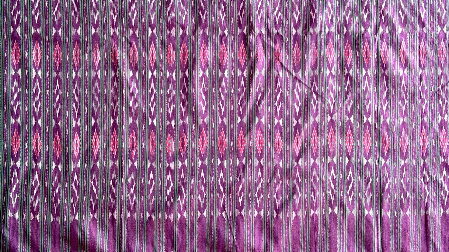 Ikat Silk, 2-Shaft, Hook Pattern, Lotus Mauve