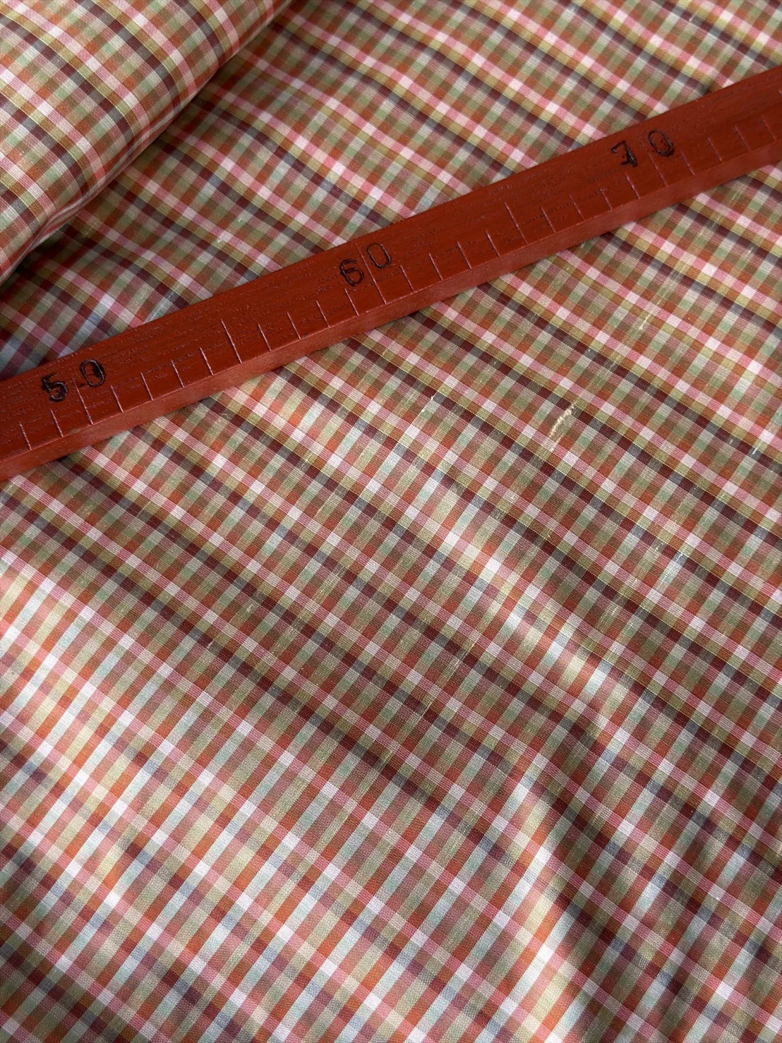Silk Plaid, Smooth Weave, Orange and Pink