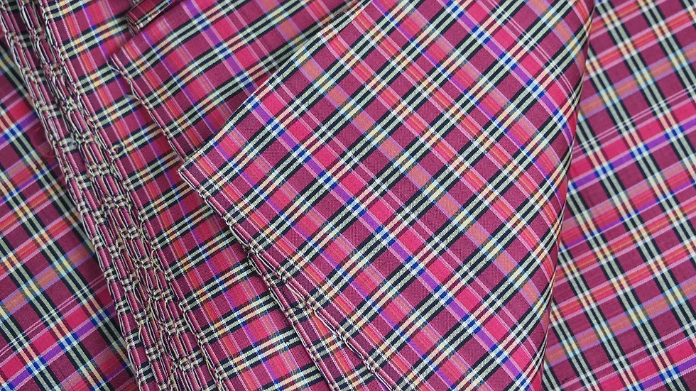 Silk Plaid, Smooth Weave, Red and Pink