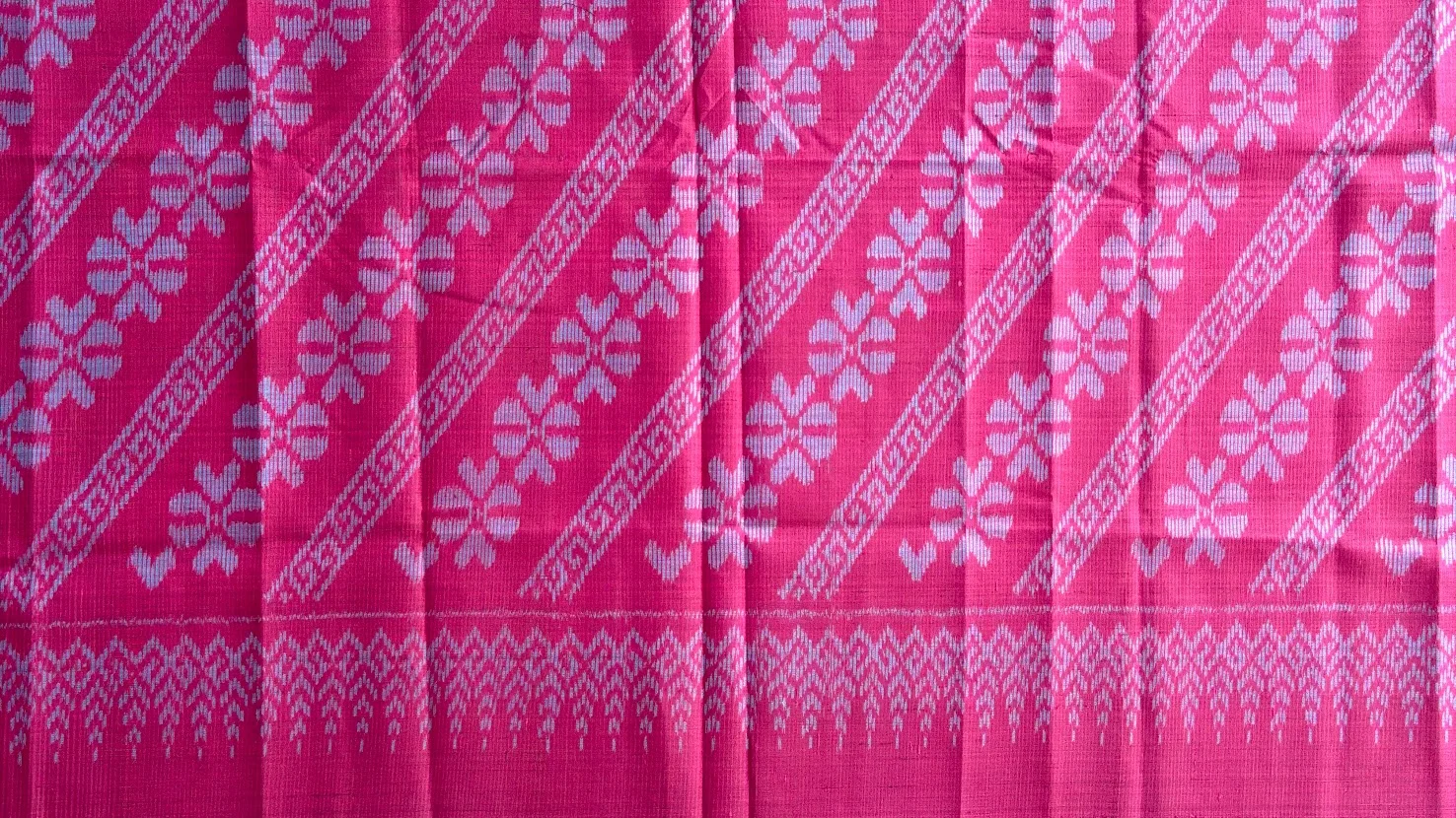 Ikat Silk, 2-Shaft, Dok Rak Pattern, Pink-Red