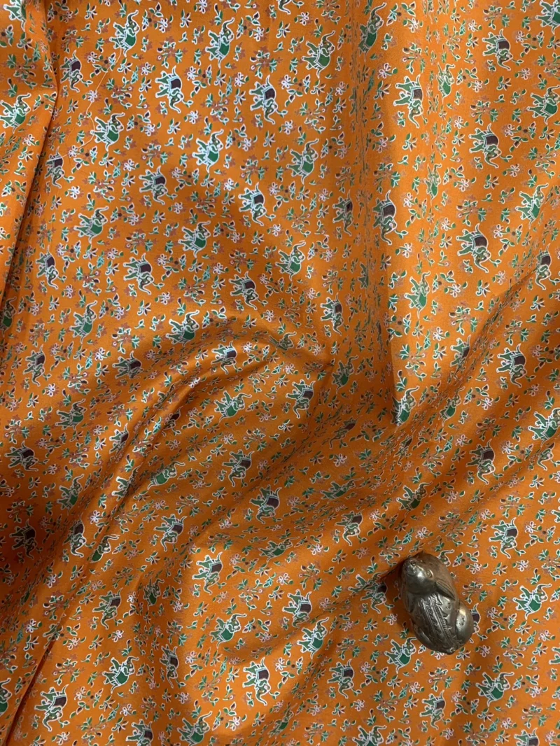 Printed Silk, Smooth Weave, Elephant Print, Yellow