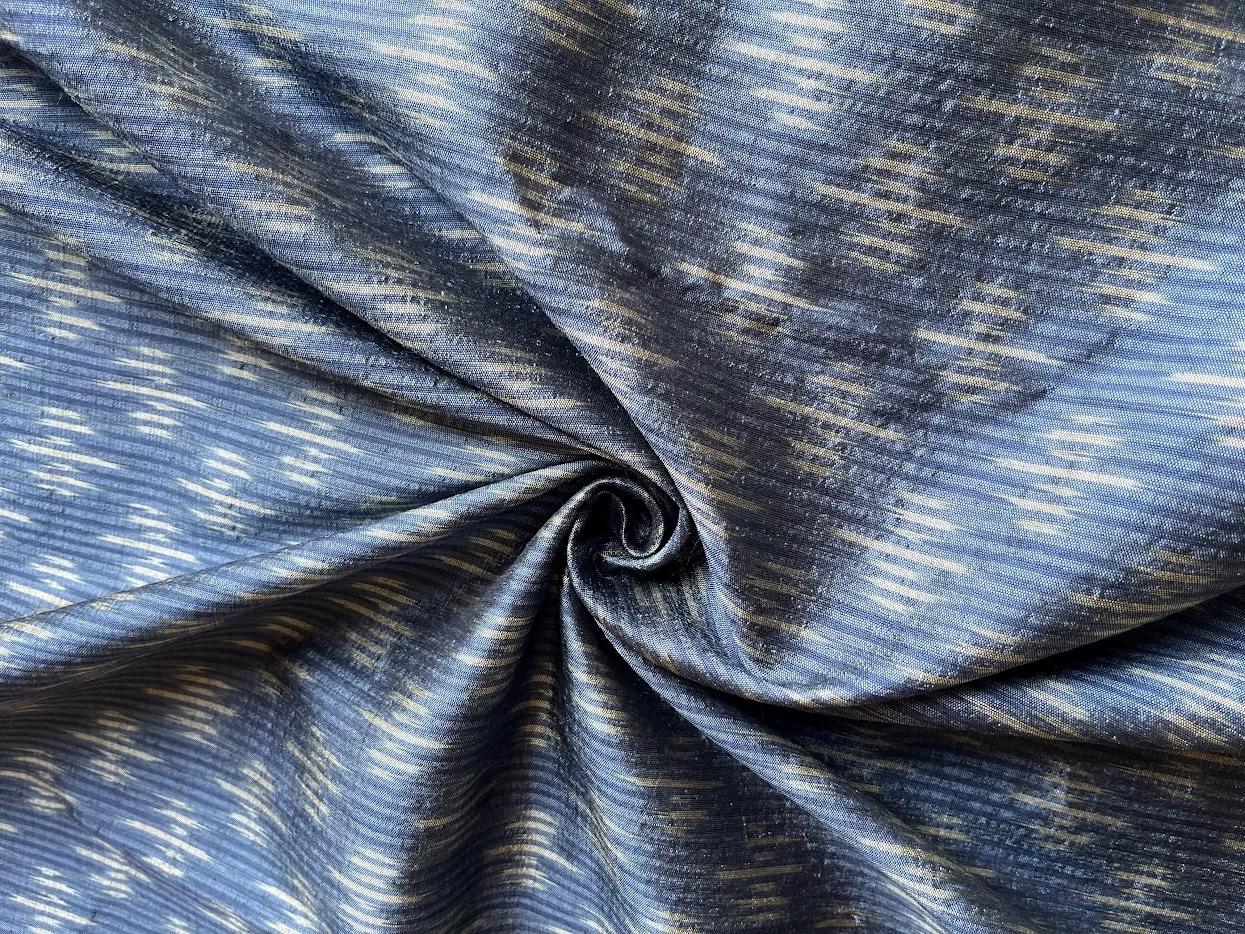 Ikat Silk, 2-Shaft, Lantern Pattern, Indigo Blue