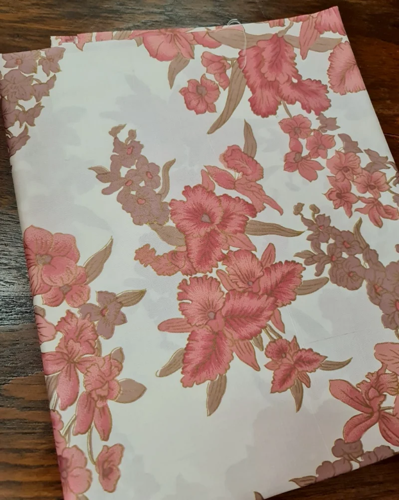 Printed Silk, Textured, Floral Print, White Ground