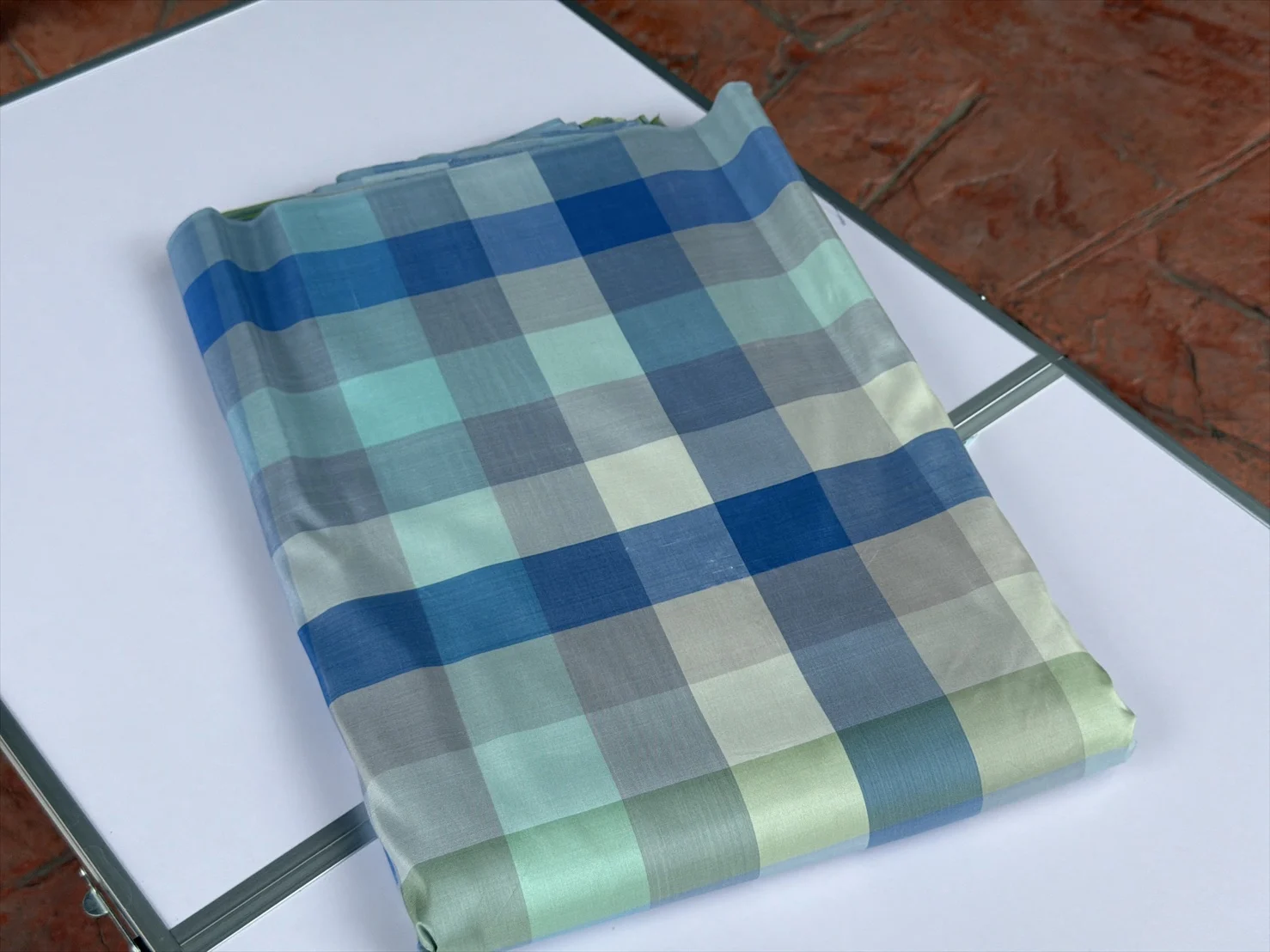 Silk Multicolour Stripe, Light Blue and Green