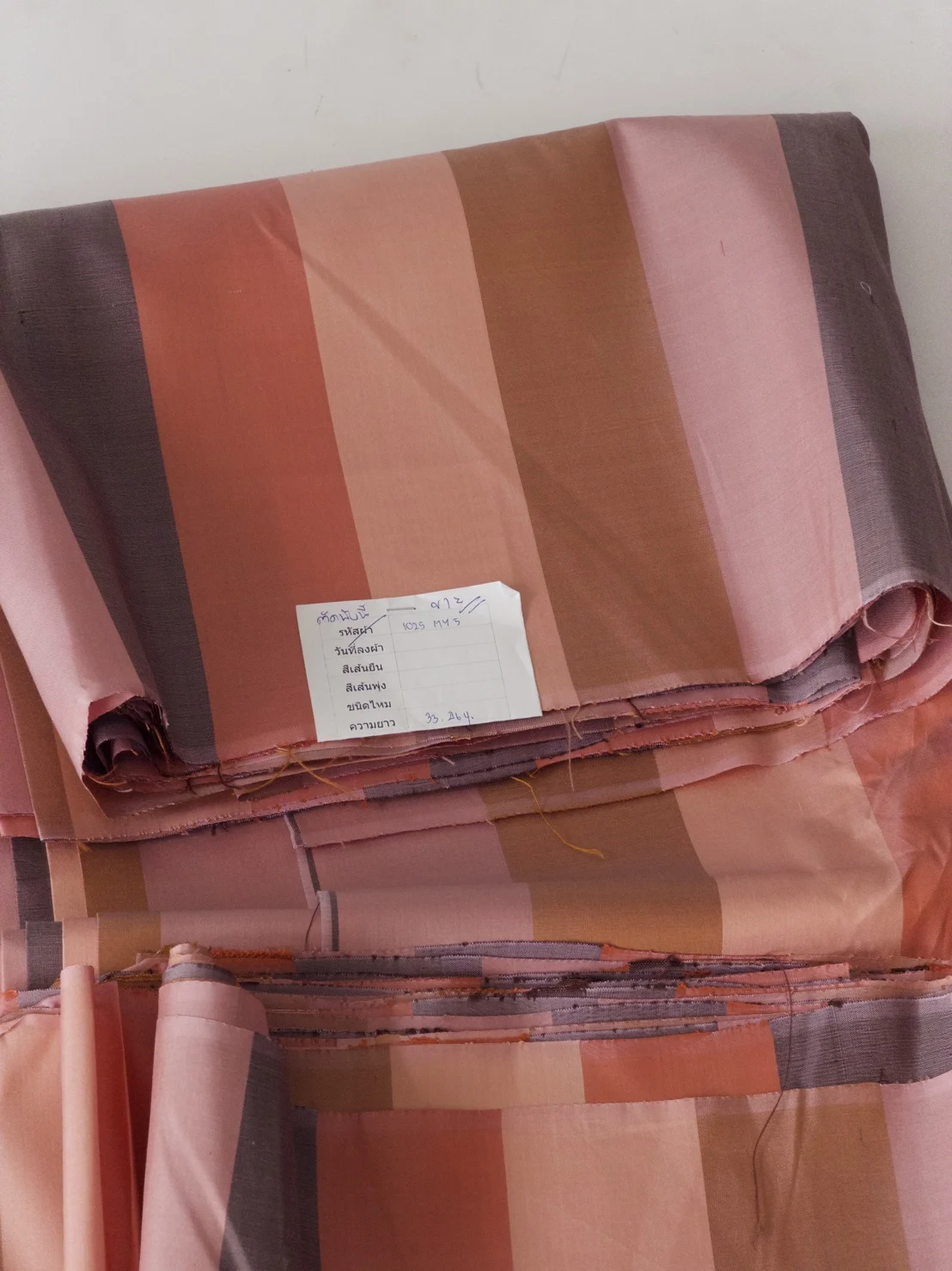 Silk Stripe, Warm Tones, Brown, Orange and Pink