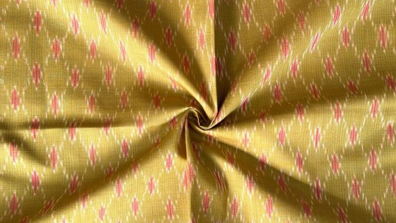 Ikat Silk, 2-Shaft, Kan Yaeng Pattern, Ochre Green