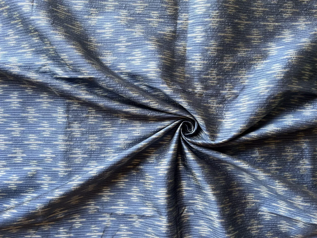 Ikat Silk, 2-Shaft, Lantern Pattern, Indigo Blue