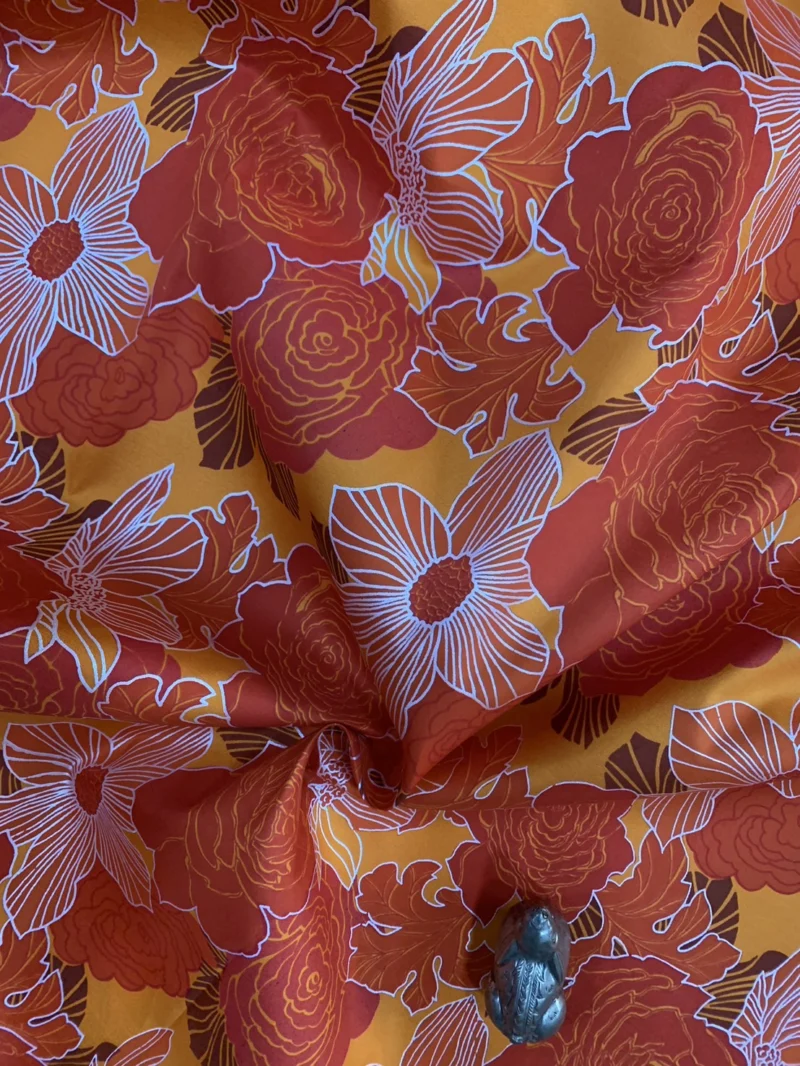 Printed Silk, Smooth Weave, Yellow