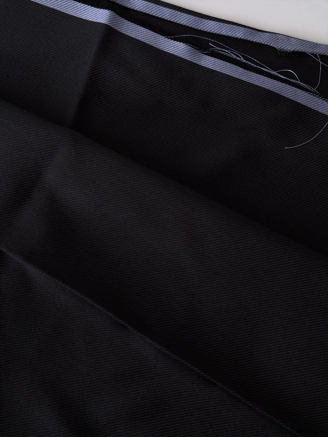 Solid-Colour Silk, 4-Shaft Fine Stripe Weave, Black