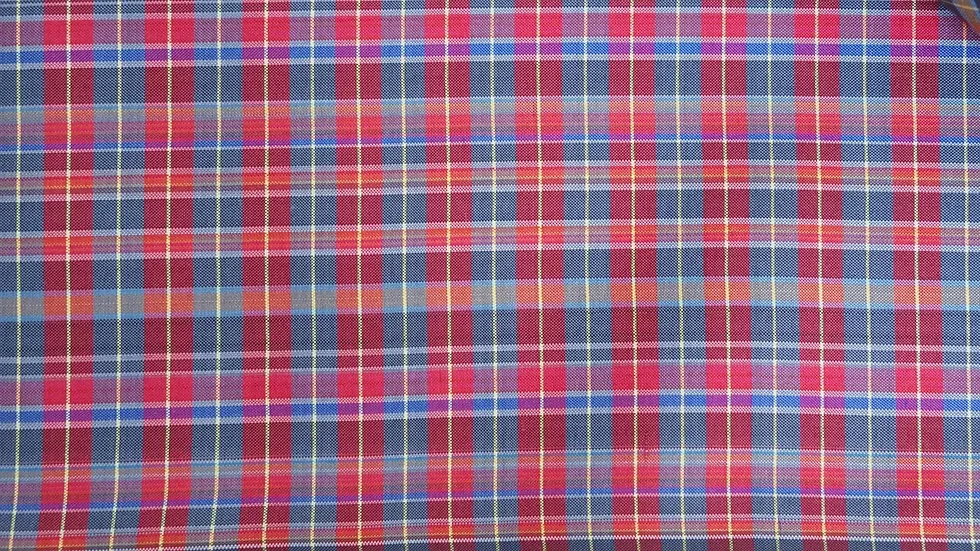 Silk Plaid, Smooth Weave, Red and Grey-Blue