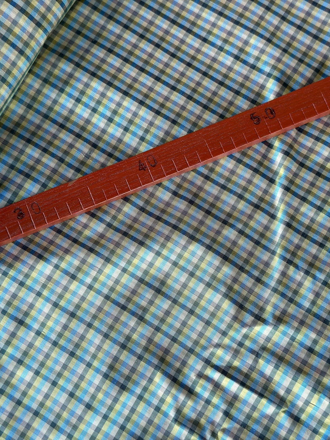 Silk Plaid, Smooth Weave, Light Blue and Yellow