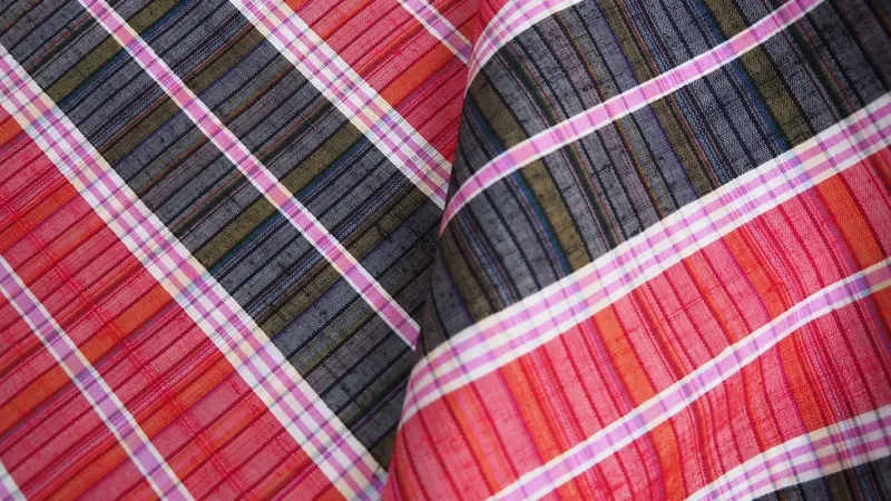 Silk Plaid, Soft Textured, Red and Black