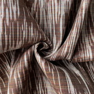 Contemporary Ikat Silk, Heavy Weight, Speckled Pattern, Dark Brown and White