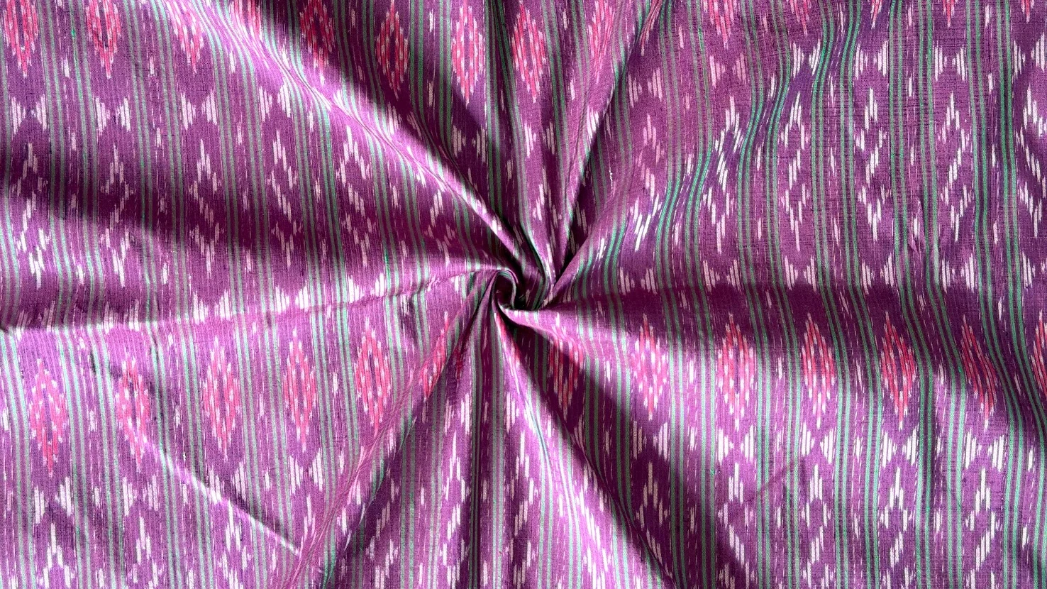 Ikat Silk, 2-Shaft, Hook Pattern, Lotus Mauve