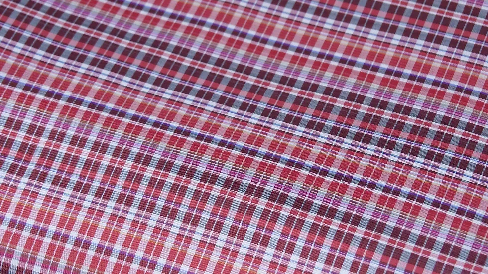 Silk Plaid, Smooth Weave, Burgundy and Red