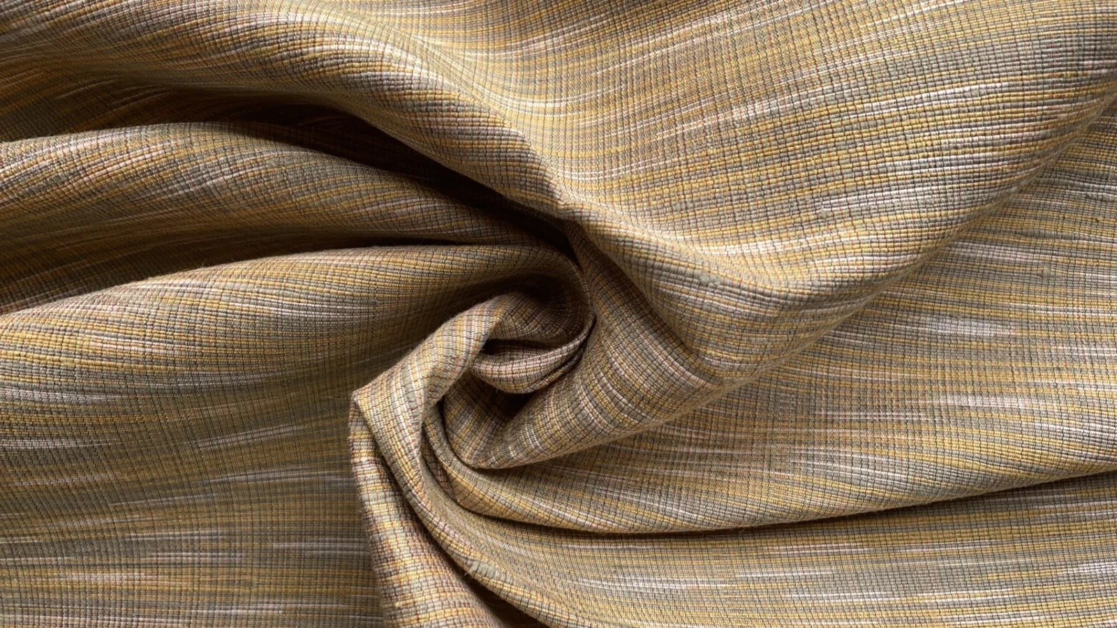 Contemporary Ikat Silk, Heavy Weight, Speckled Pattern, Light Yellow Beige