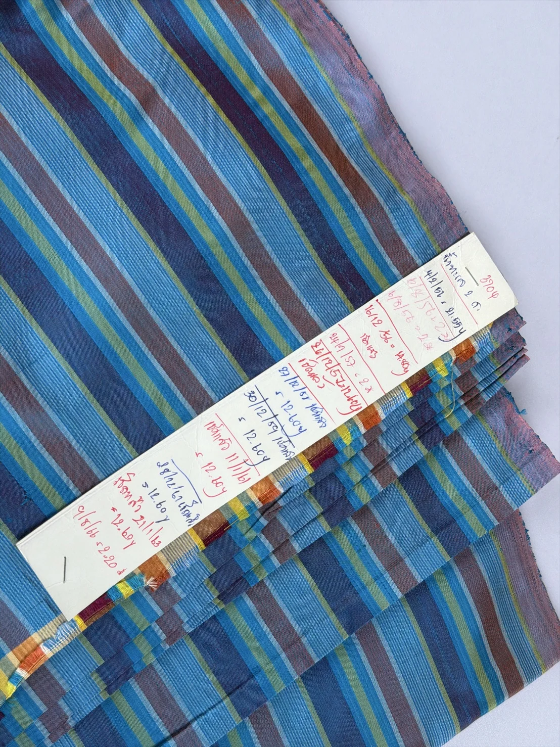 Silk Multicolour Stripe, Sea Blue and Blue