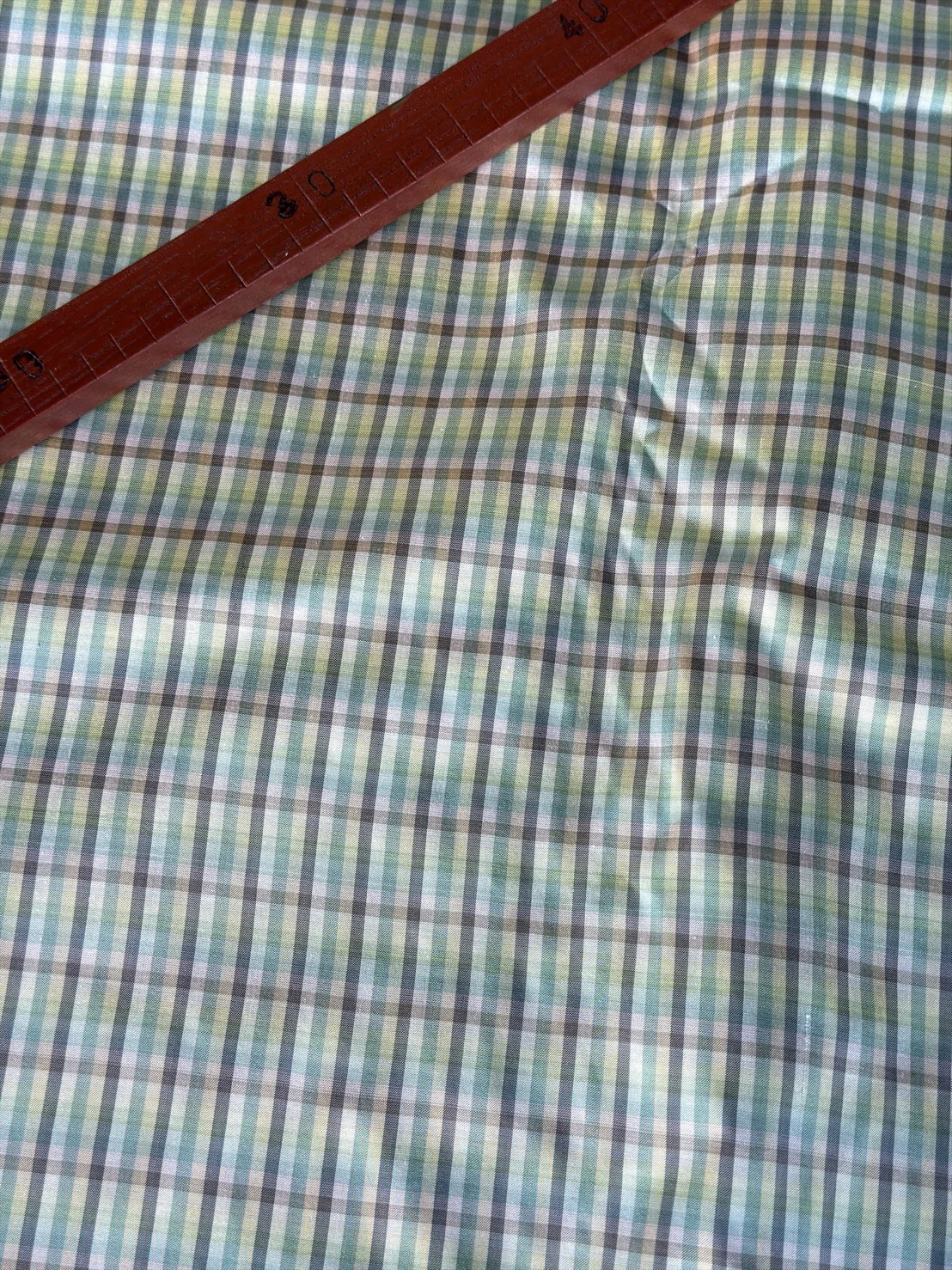 Silk Plaid, Smooth Weave, Green and Black