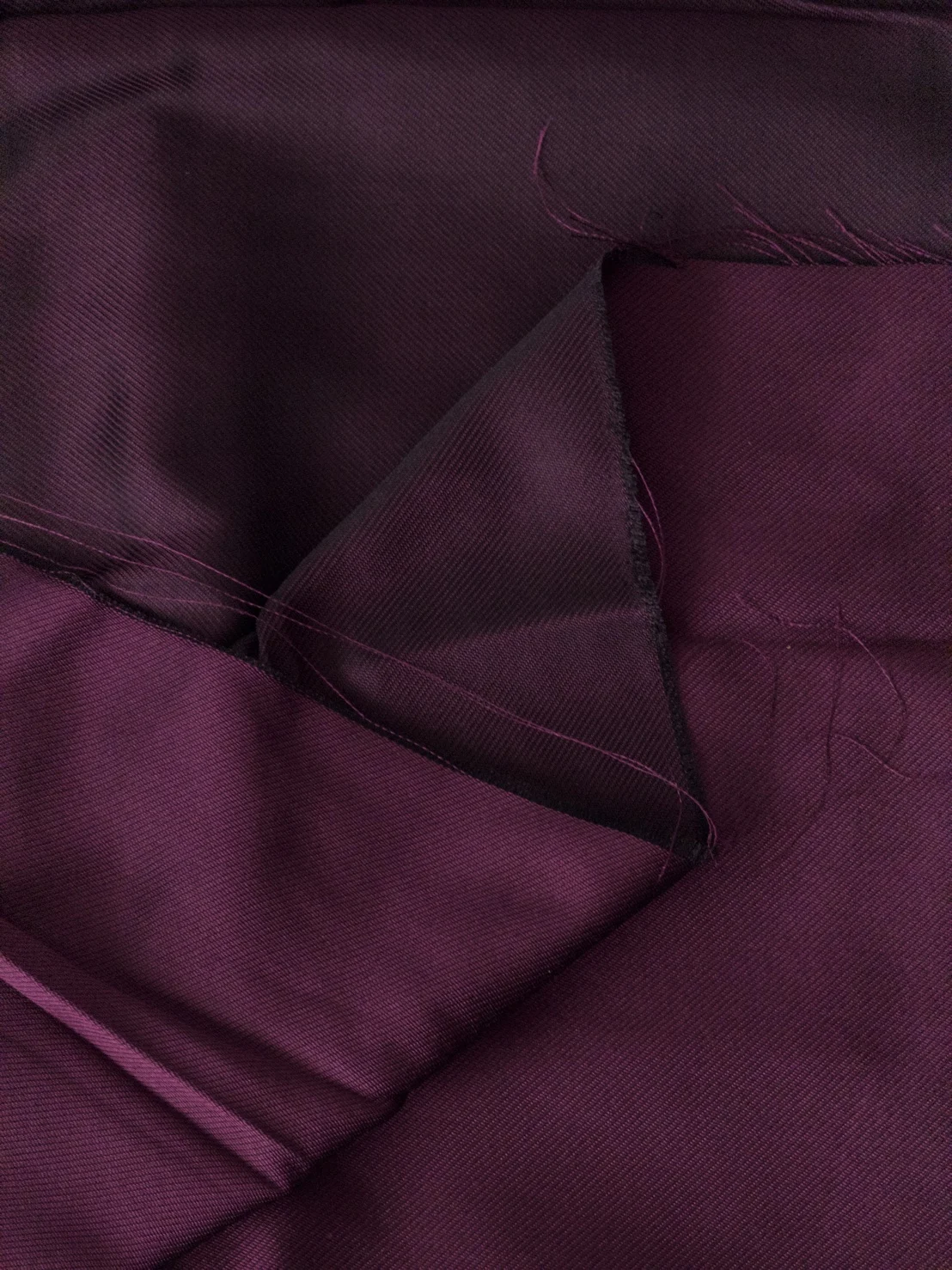 Solid-Colour Silk, 4-Shaft Fine Stripe Weave, Deep Plum