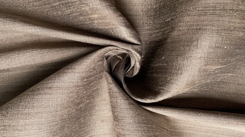 Naturally dyed slubbed silk in coffee brown