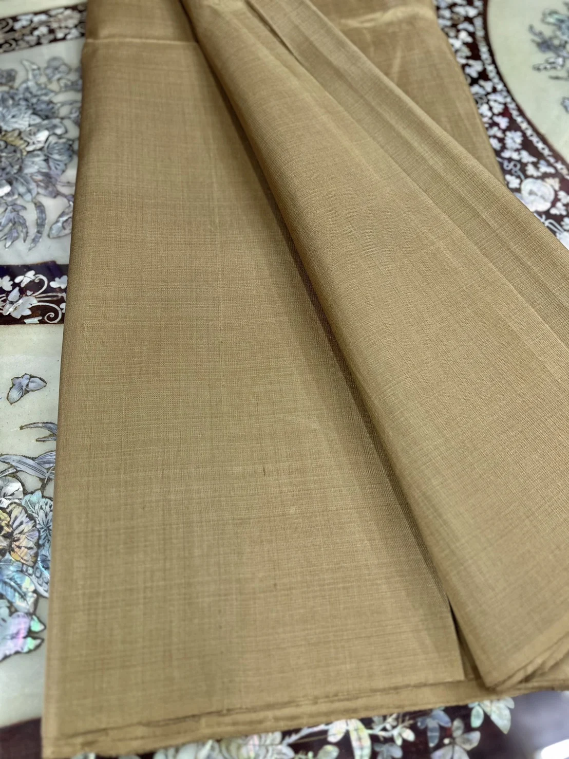 Slubbed Silk, Ribbed Weave, Brown
