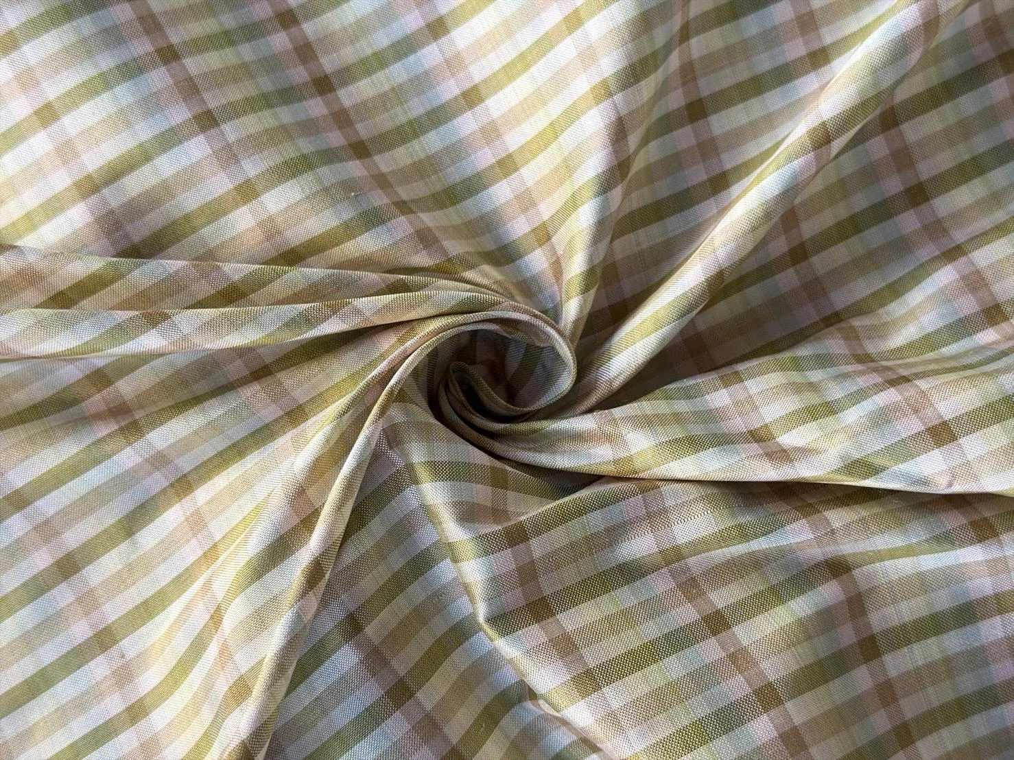 Silk Plaid, Smooth Weave, Brown and Yellow
