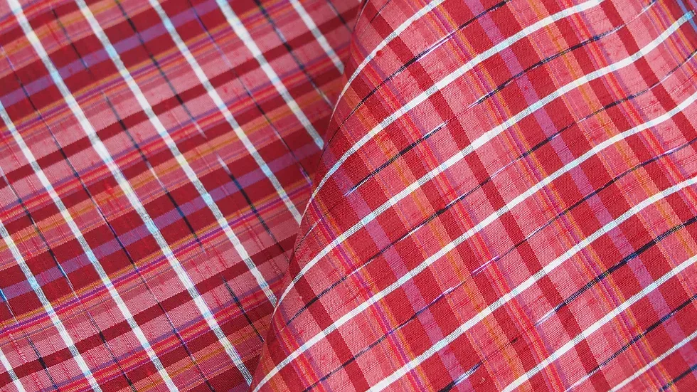Silk Plaid, Soft Textured, Red and Orange
