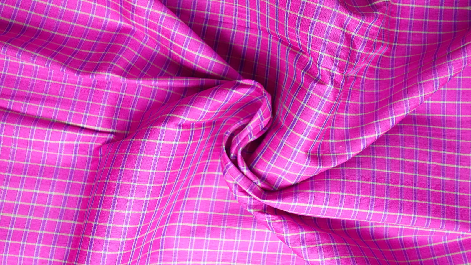 Silk Plaid, Textured, Pink and Purple