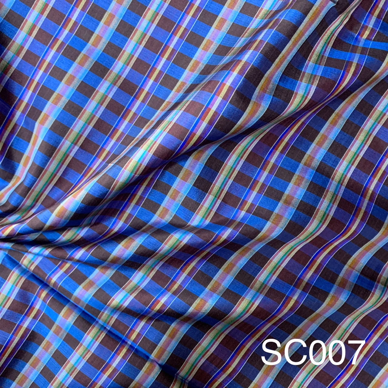Silk Plaid, Textured, Black and Blue