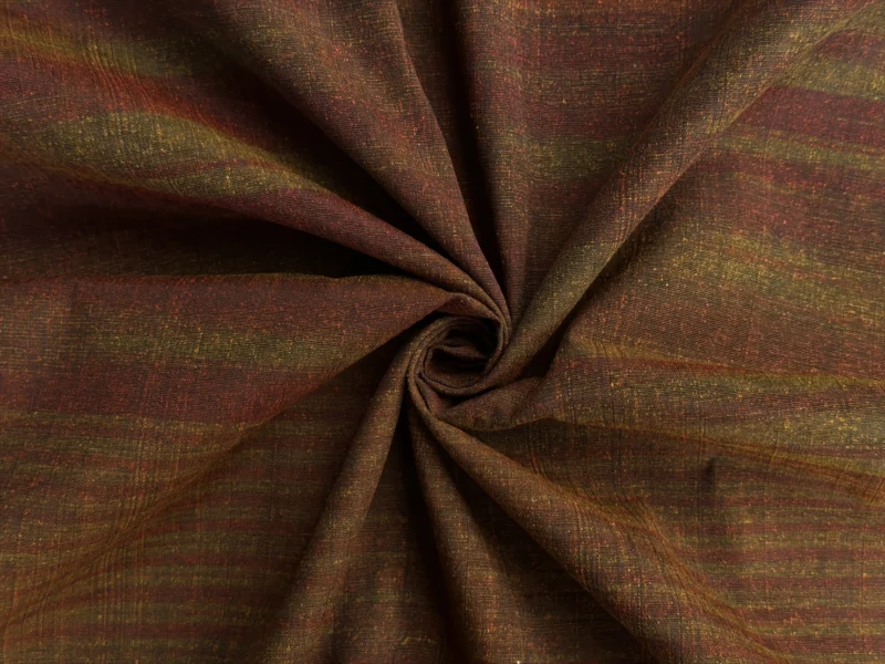 Silk, Heavy Textured, Rain Pattern, Brown, Red and Green