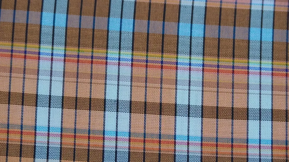 Silk Plaid, Soft Textured, Brown and Light Blue