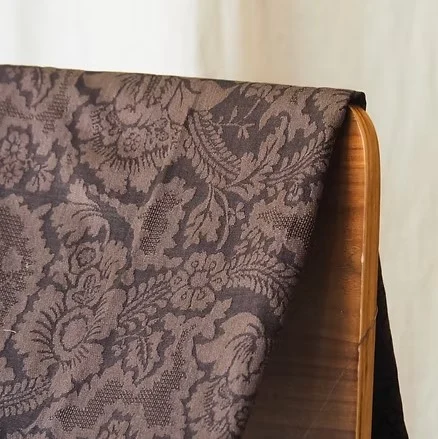 Machine-Woven Spun Silk, Jacquard, Wide Width, Dark Brown