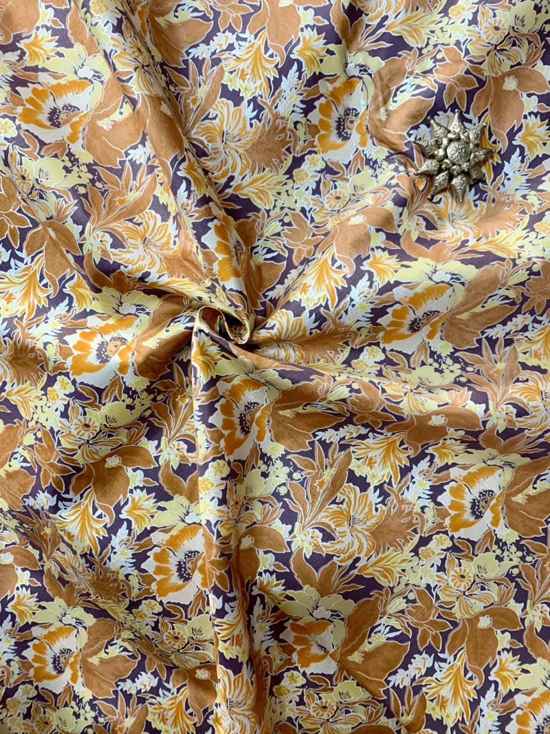 Printed Silk, Smooth Weave, Gold