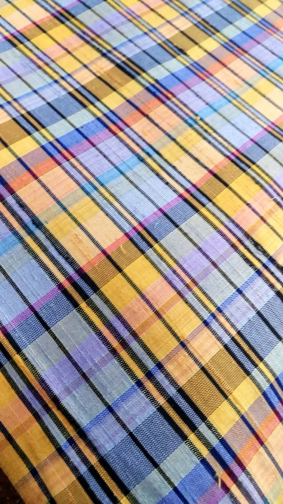 Silk Plaid, Soft Textured, Yellow and Light Blue