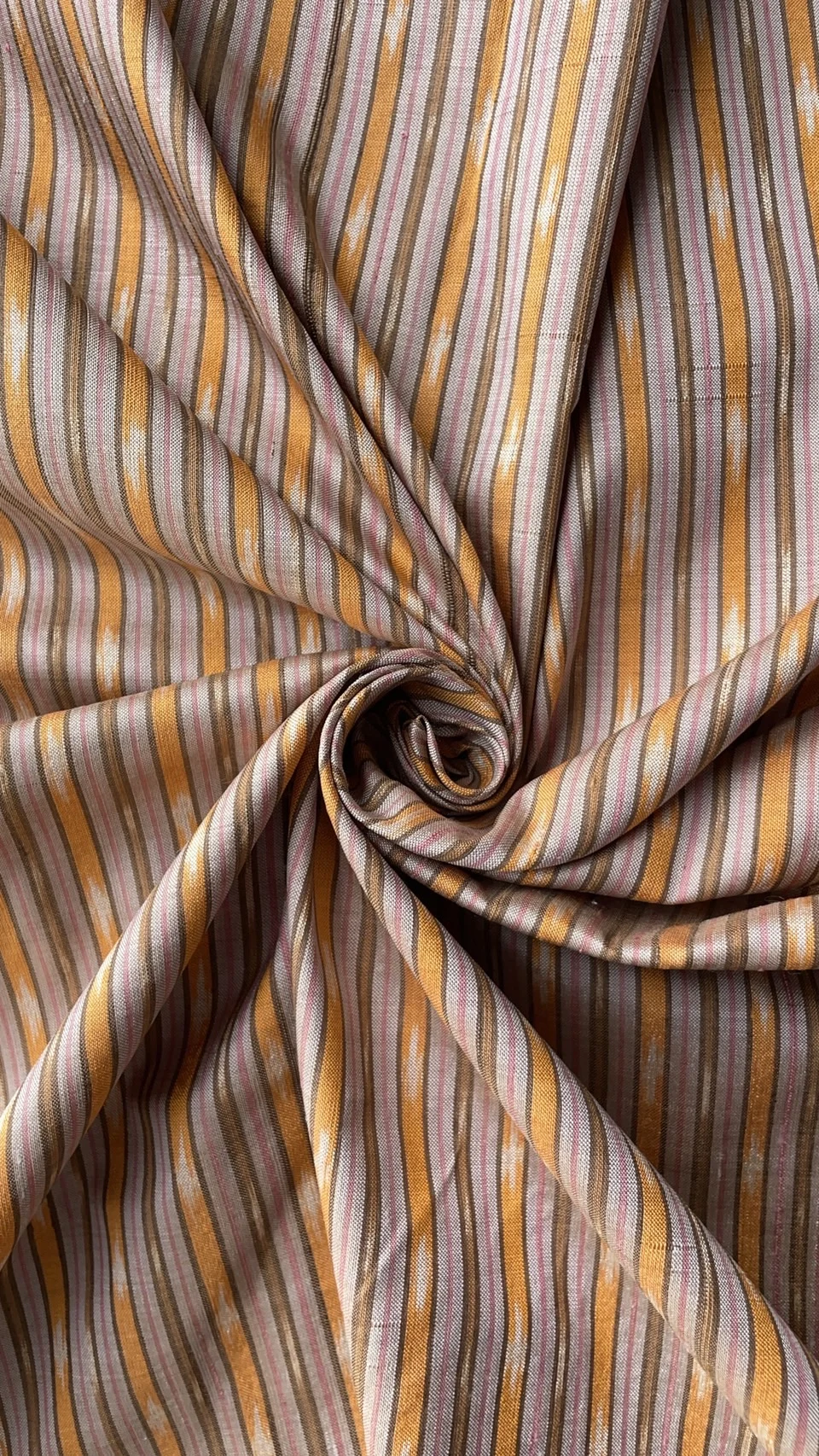 Ikat Native Silk, Nam Lai Pattern, Light Grey-Purple-Brown