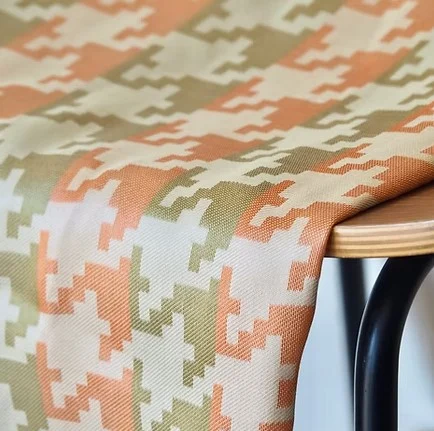 Machine-Woven Spun Silk, Wide Width, Orange and Green