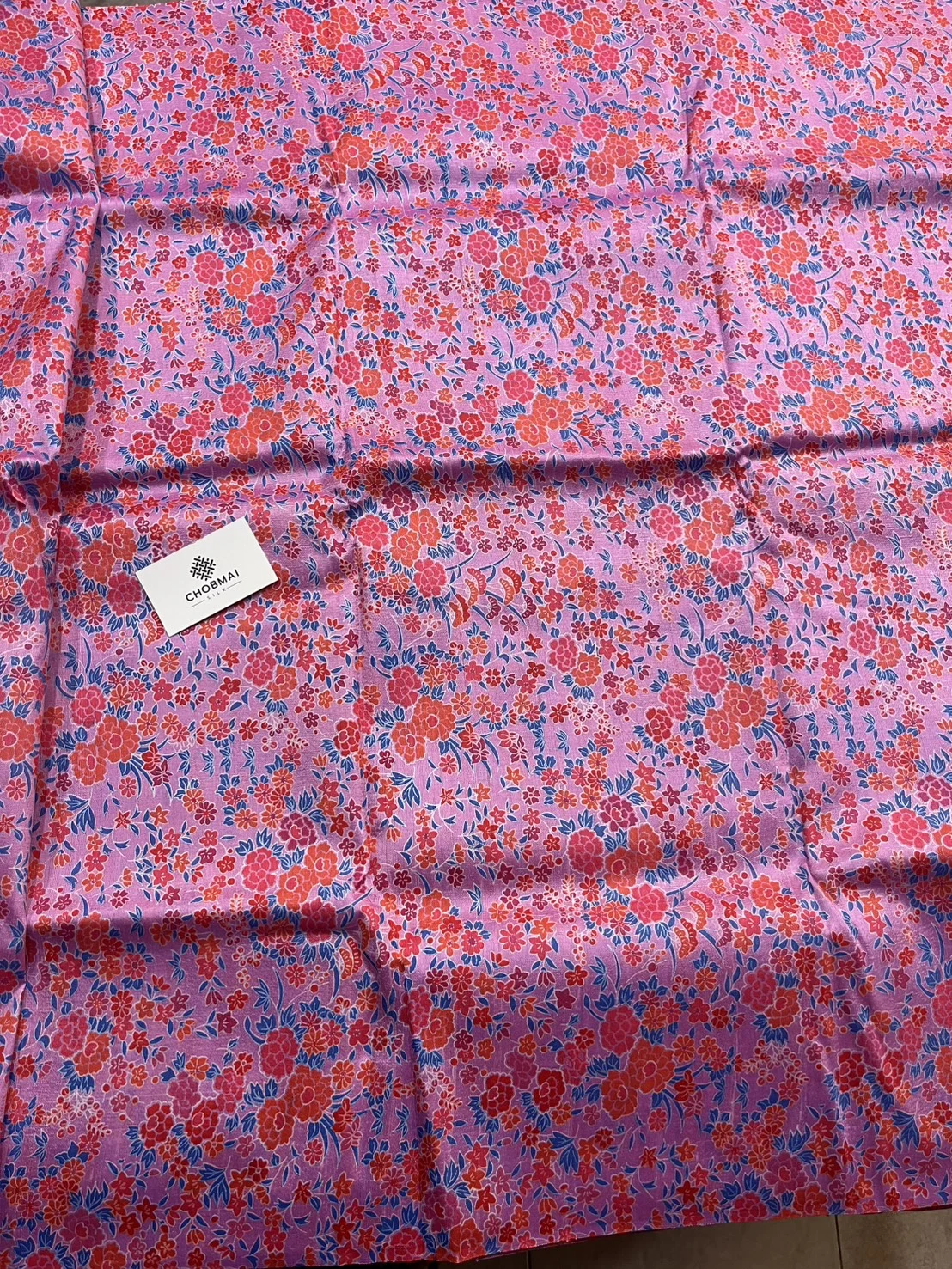 Printed Silk, Textured, Floral Print, Pink