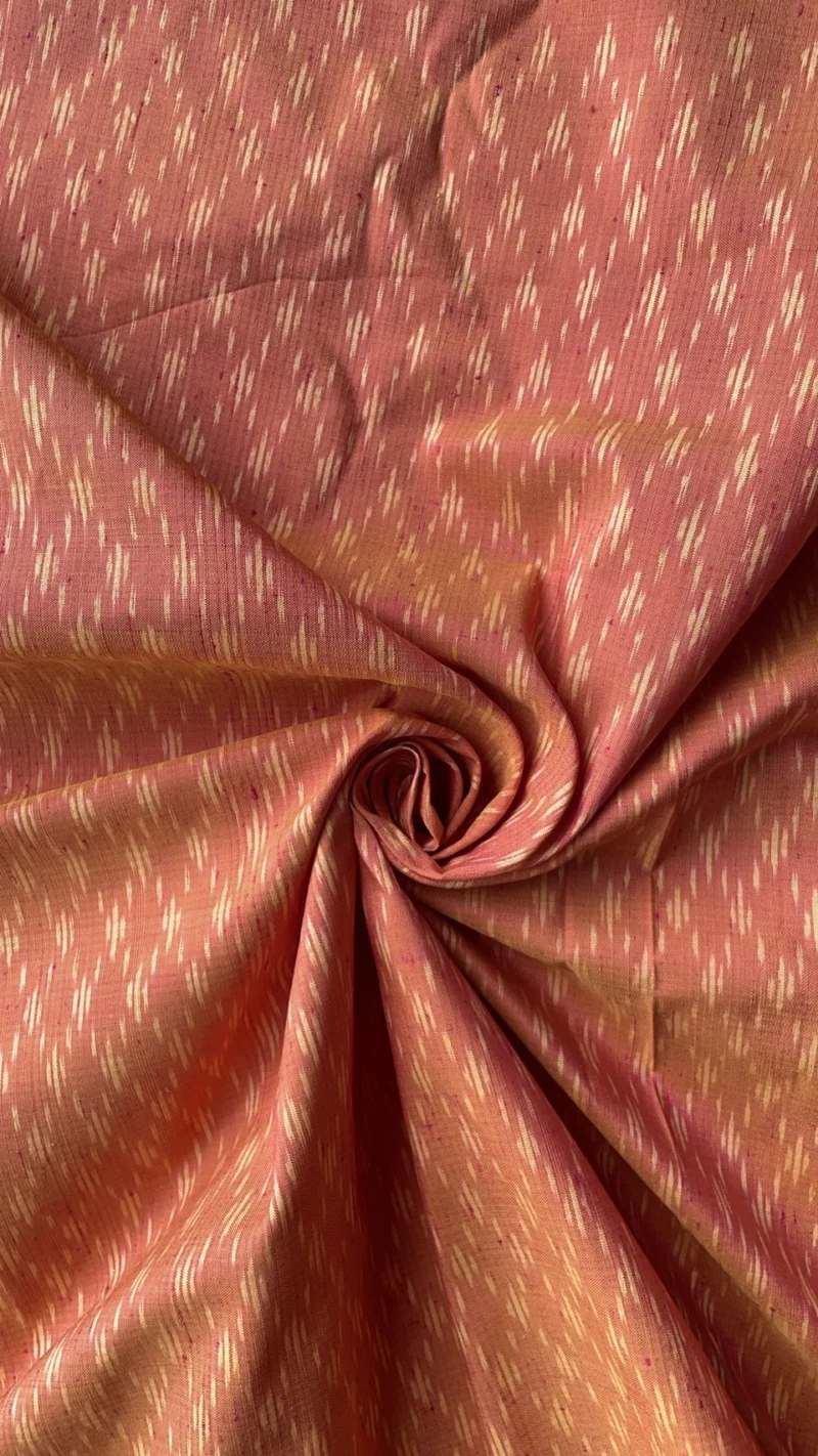 Ikat Native Silk, Chain-Net Pattern, Orange Shot with Salmon Pink