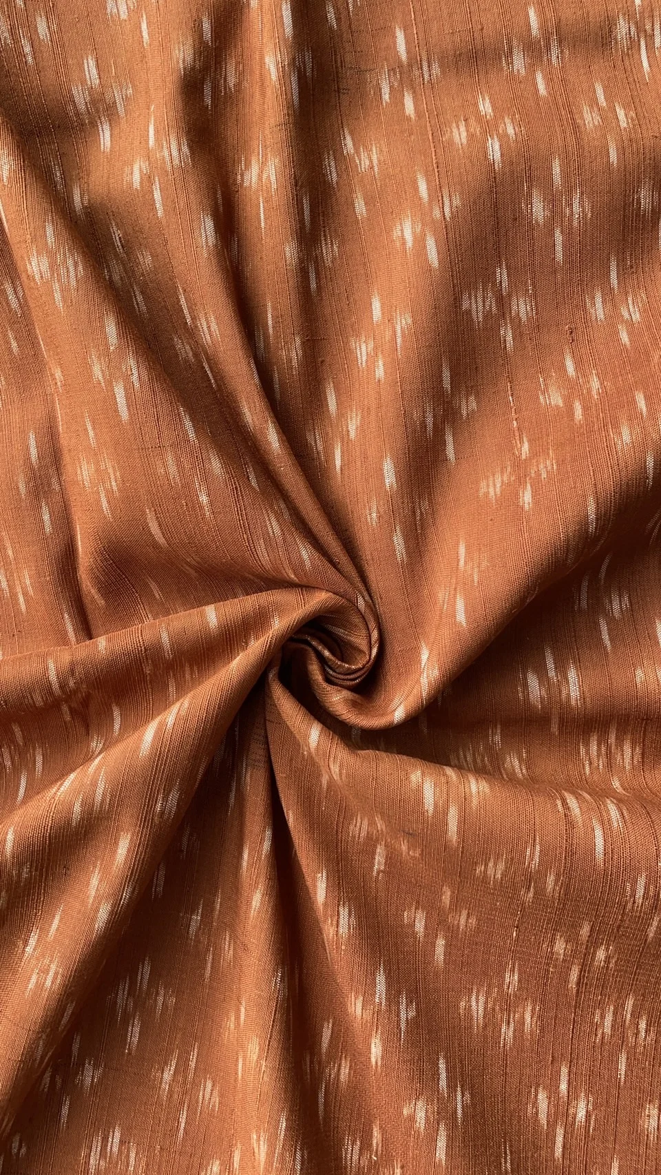 Ikat Native Silk, Small Dok Kaew Pattern, Orange and Brick Brown