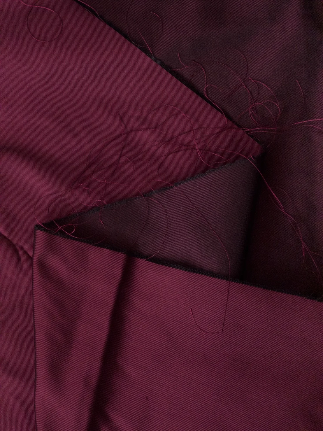Solid-Colour Silk, 4-Shaft Fine Stripe Weave, Plum Red